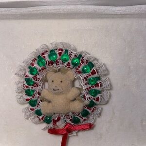 Vintage 30’s Holiday Teddy Bear Wreath Brooch